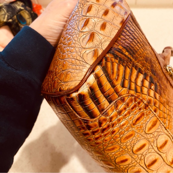 Brahmin Melbourne Baguette Croc Pecan brown Shoulder Handbag Bag - Picture 11 of 15